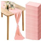 $18 Preboun 48 Pack Pink Chiffon Table Runner 12 x