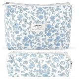 $10 2Pcs Quilted Cotton Makeup Bag Travel Makeup B