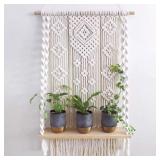 $22 AMIAEDU Macrame Wall Hanging Shelf, Handmade I