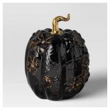 $20 Large Halloween Ceramic Pumpkin Black - Thresh