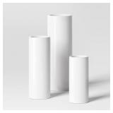 $16 3pc Vase Set Ceramic Cylinder White - Room Ess
