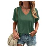 $17 Basic T Shirt for Women Casual V Neck Short Sl