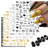 $3 6 Sheets Heart Nail Art Stickers 3D Self Adhesi