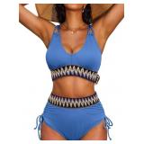 $20 Womens 2 Piece Bikini Sets Color Block Tummy C