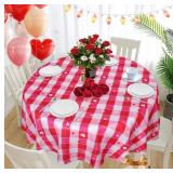 $15 SARAFLORA V-Day Checkered Fabric Round Tablecl