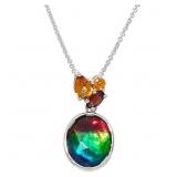$500 CANADIAN AMMOLITE 12x10 Oval Pendant NECKLACE