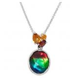 $500 CANADIAN AMMOLITE 12x10 Oval Pendant NECKLACE