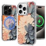 $17 Magnetic Clear Case for iPhone 15 Pro, Flower