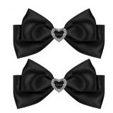 $8 Black Satin Hair Bow Clips, Christmas Valentine