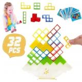 Bigted 32PCS Tetra Tower Game Balance Stacking Blo