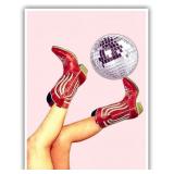 $10 Darivefish Vintage Disco Ball Poster Cowgirl B