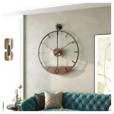 $118 Modern Wood Walnut Dial Wall Clock, Large Sim
