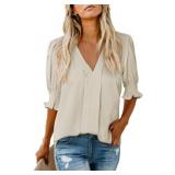 $21 EVALESS V Neck Blouses for Women Dressy Casual