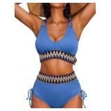 $20 Womens 2 Piece Bikini Sets Color Block Tummy C
