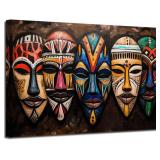 $40 XLMDYYSW African Mask Canvas Wall Art Vintage