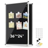 $90 Tenceur Lockable Bulletin Board 36' x 24', Whi