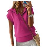 $19 Dokotoo Women's Casual Sleeveless Half Zip Pul