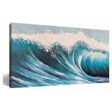 $60 Blue Ocean Wall Art Coastal Wave Textured Artw