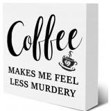 $7 Farmhouse Humor Coffee Quote Wooden Box Sign Ru