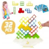 Bigted 32PCS Tetra Tower Game Balance Stacking Blo