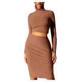 $22 DAAWENXI Women's Casual 2 Piece Dress High Nec