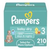 $76 Pampers Baby Dry Diapers Size 3 210 Count (Sel
