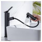 $94 HANLIAN Black One Hole Tall Bathroom Vessel Si