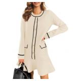 $33 Saodimallsu Womens Ruffle Sweater Dress Button