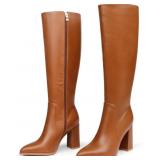 $20 COLETER Women's Knee High Boots Pointed Toe Ch