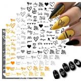 $3 6 Sheets Heart Nail Art Stickers 3D Self Adhesi