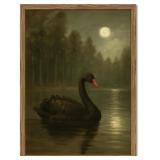 $38 Framed Moody Black Swan Wall Art, Vintage Moon