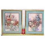 Gold Gilt Framed Matted Flower Prints Iris Peonies
