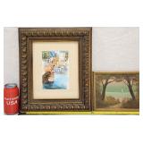 Original 1930's-1940's Oil Painting & Watercolor