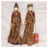 2 Vintage Wayong Golek Marinette Puppet Dolls