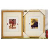 Pair Of Framed Apple & Grape Fruit Prints