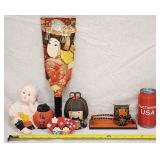 Hakata Doll Pottery Hagoita Paddle Hina Carriage +