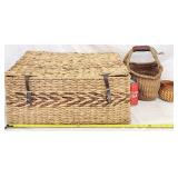 3 Vintage Woven Wicker Style Basket Bolga Picnic