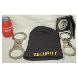 2 Handcuffs Investigator Badge Wallet Security Hat