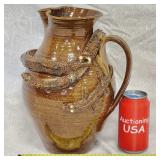 Amazing Snake & Lizard Tony King Pottery Art Jug