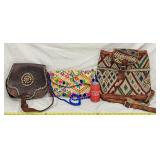 Vintage Leather Bag Satchel Purse Backpack