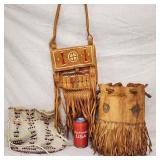 3 Vintage Purse Bags 2 Leather Fringe Tassels