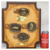 1978 Oregon Brass Belt Buckle Wood Leather Display