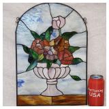 Vintage Stain & Slag Glass Window Art Roses