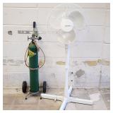 Newer Standing Oscillating Fan Vintage Oxygen Tank