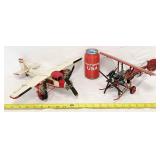 2 Metal Vintage Style Airplane Sculptures