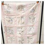 Antique-l Vintage Nursery Rhyme Hand Stiched Quilt