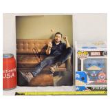 Chris Evans Captain America Signed 8X10 Funko Pop