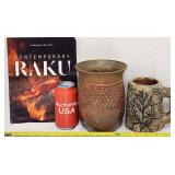 Raku Pottery Artist Signed Pot/Vase & Clay Mug