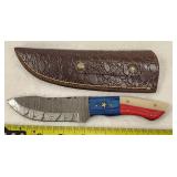 Damascus Blade Knife Leather Sheath USA Color
