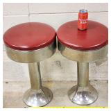 (2) Vintage Red Bar Soda Fountain Stools